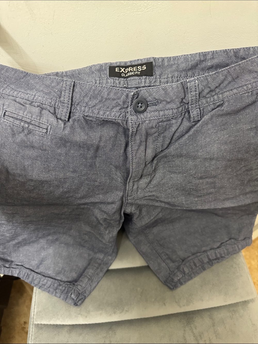 Express Men's Classic Fit Slate Blue Chino Shorts